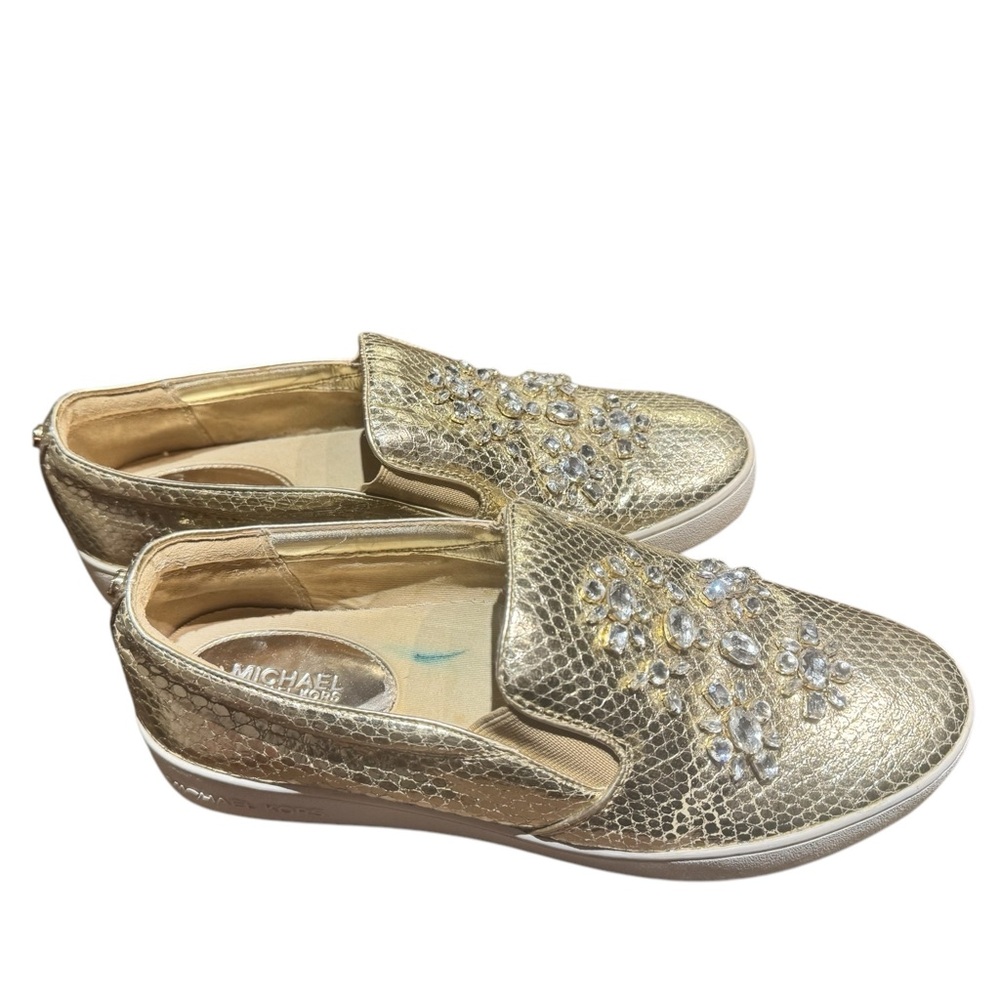 Michael Kors Gold Embellished Slip-On Sneakers - Picture 12 of 15